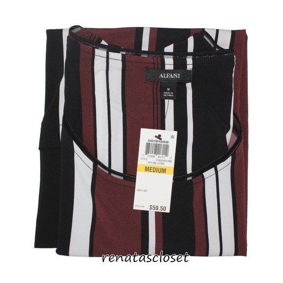 Alfani Women's Striped Overlay Blouse NWT - Picture 7 of 11